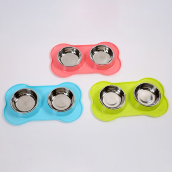 骨头型防漏 不锈钢双碗 40*23.5*4（TZTT-573 带不锈钢碗）