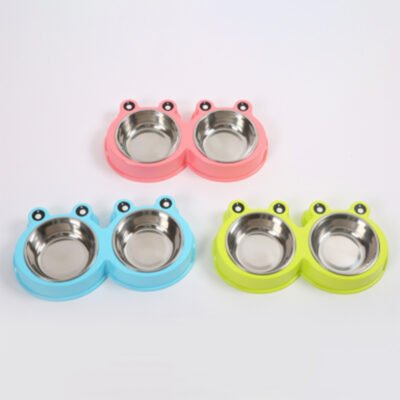 大号青蛙 不锈钢双碗 35*19*5（TZTT-576 带不锈钢碗）