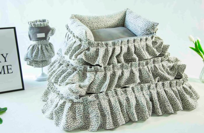 公主蓬蓬花边灯芯绒可拆洗3件套-灰色