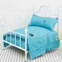 蓝色小汽车可拆洗欧式铁艺宠物床6件套