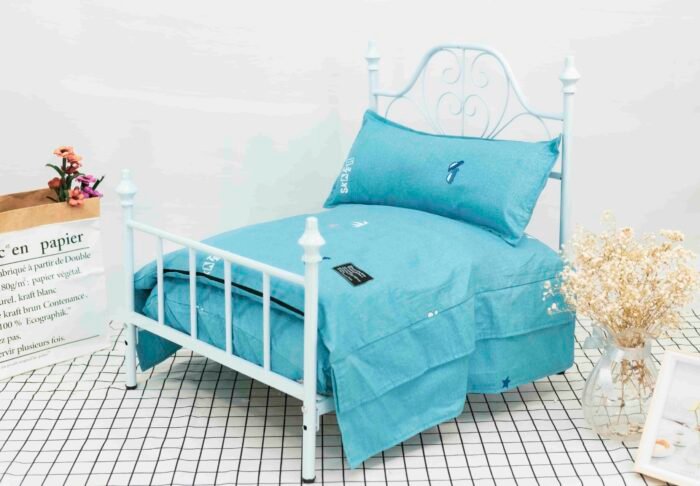 蓝色小汽车可拆洗欧式铁艺宠物床6件套