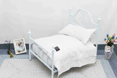 BB W-23BBDW-171_img-01 经典白色格子可拆洗欧式宠物床6件套