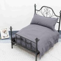 经典黑色格子可拆洗欧式铁艺宠物床6件套