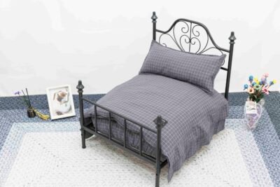 BB W-23BBDW-172_img-01 经典黑色格子可拆洗欧式铁艺宠物床6件套