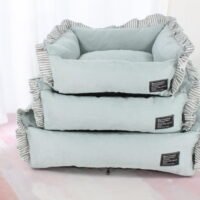 条纹荷节边三件套绿色