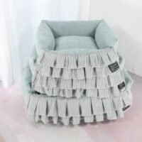 条纹大花边三件套绿色