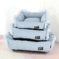 条纹荷节边三件套蓝色