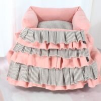 条纹拼色大花边三件套韩粉