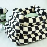 棋盘格羊羔毛可一体拆洗3件套