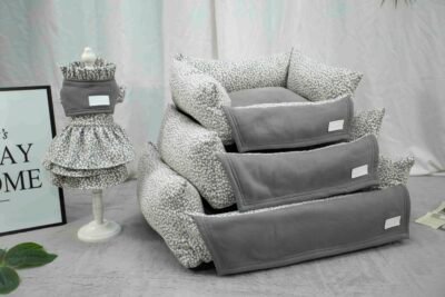 BB W-23BBDW-87_img-01 灯芯绒田园碎花世博绒翻领可一体拆洗3件套-黑灰色