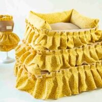 公主蓬蓬花边灯芯绒可拆洗3件套-黄色