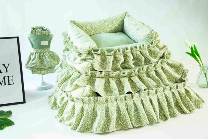 公主蓬蓬花边灯芯绒可拆洗3件套-绿色