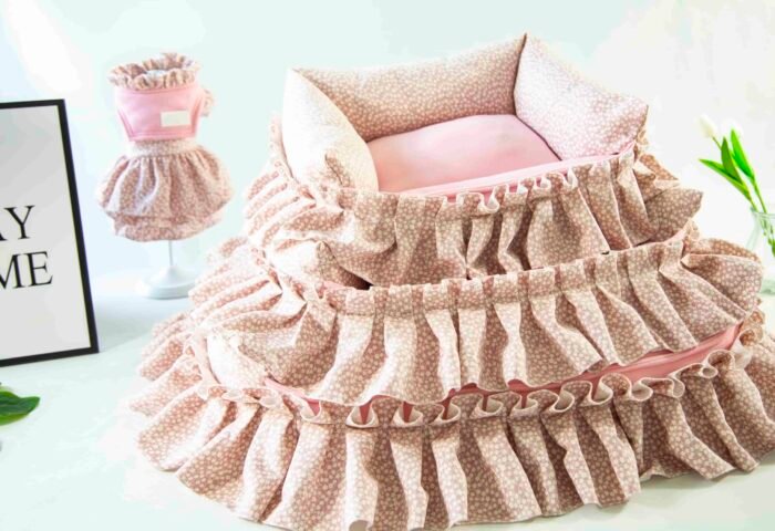 公主蓬蓬花边灯芯绒可拆洗3件套-粉色