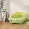 猫砂盆猫厕所猫咪家用卡通猫砂盆大容量防带出踢出猫砂盆家用卡通