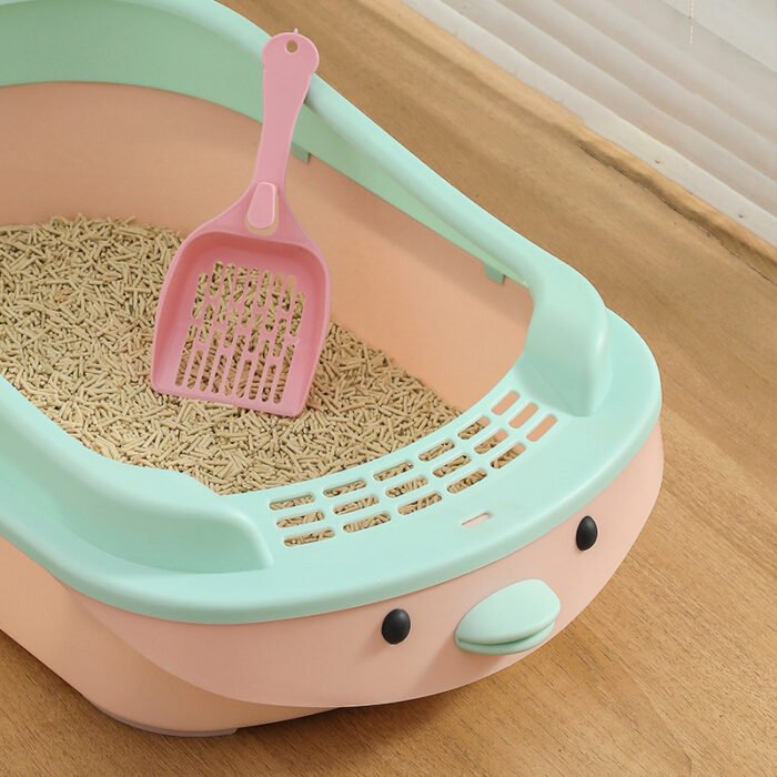 猫砂盆猫厕所猫咪家用卡通猫砂盆大容量防带出踢出猫砂盆家用卡通