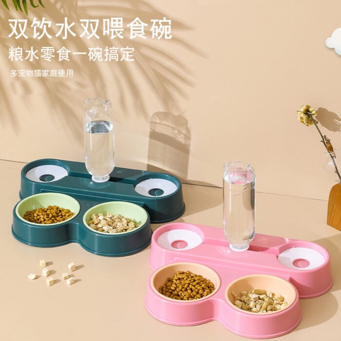 青蛙款双饮水喂食猫咪喂食器喂食碗喂食喂水一体式喂食器