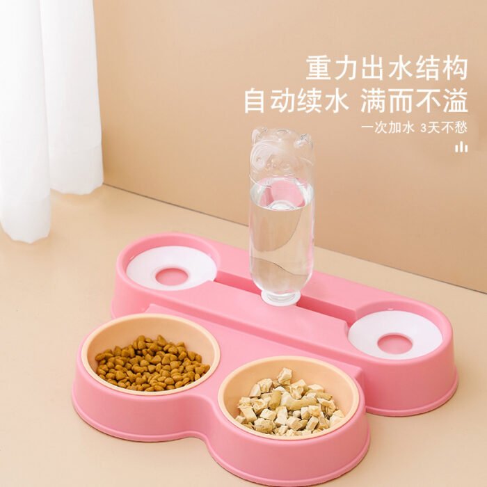 青蛙款双饮水喂食猫咪喂食器喂食碗喂食喂水一体式喂食器