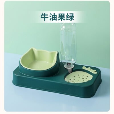 新款宠物草莓猫碗 自动饮水猫咪塑料宠物碗防打翻食盆 宠物碗狗碗