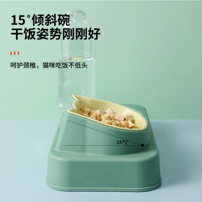 新款宠物草莓猫碗 自动饮水猫咪塑料宠物碗防打翻食盆 宠物碗狗碗