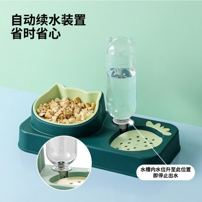 新款宠物草莓猫碗 自动饮水猫咪塑料宠物碗防打翻食盆 宠物碗狗碗