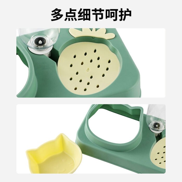 新款宠物草莓猫碗 自动饮水猫咪塑料宠物碗防打翻食盆 宠物碗狗碗