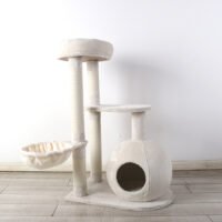 米白色猫爬架猫窝猫咪玩具猫咪玩耍猫爬架