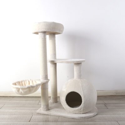 米白色猫爬架猫窝猫咪玩具猫咪玩耍猫爬架