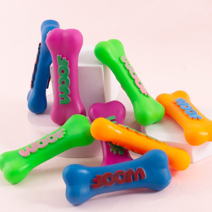 宠物玩具狗骨头搪胶骨头发声玩具耐咬耐磨磨牙洁齿互动训练玩具