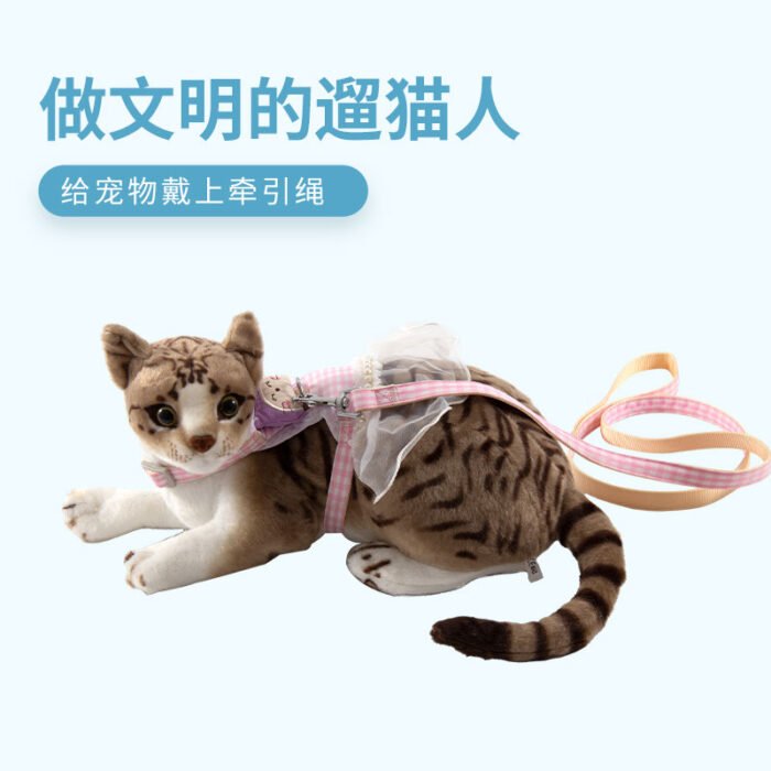 猫咪牵引宠物牵引绳猫咪工字背牵引绳薄纱胸背
