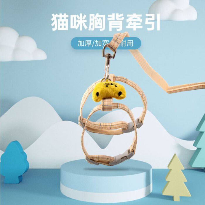宠物牵引猫咪工字可爱卡通风格背牵引绳猫咪牵引绳