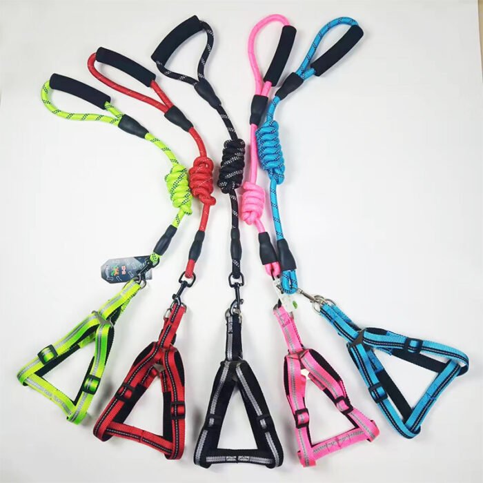 亚麻圆绳+亚麻胸背+（长海绵把手款）XL（MY-1099）