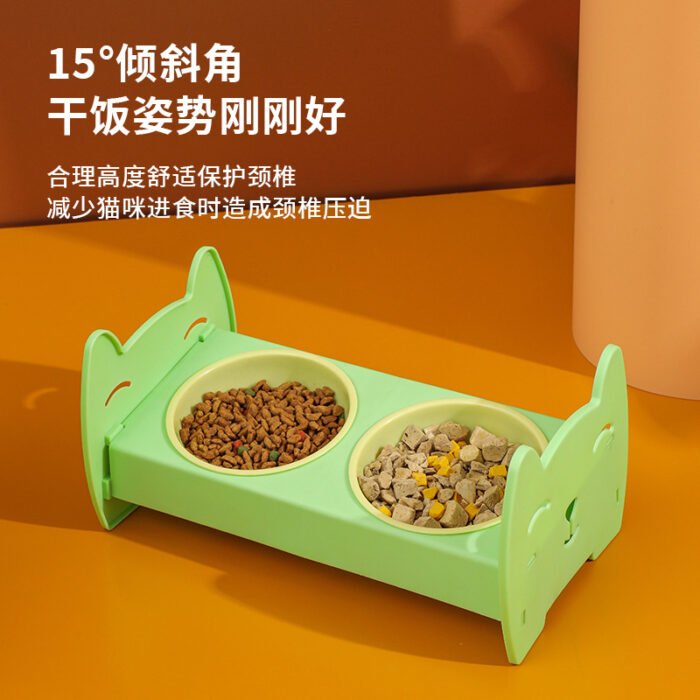宠物双碗耐用方便防黑下巴倾斜护颈加深加宽大容量猫咪碗宠物用品