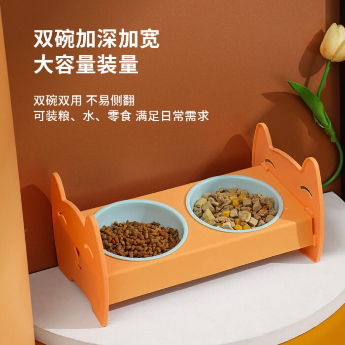 宠物双碗耐用方便防黑下巴倾斜护颈加深加宽大容量猫咪碗宠物用品