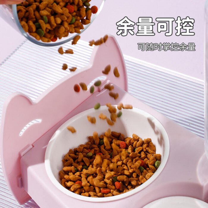 宠物双碗耐用吃喝一体防黑下巴倾斜防颈易清洁容量大宠物猫碗用品