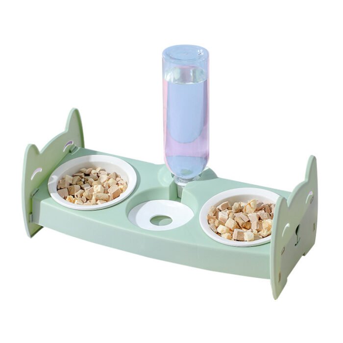 宠物双碗耐用吃喝一体防黑下巴倾斜防颈易清洁容量大宠物猫碗用品