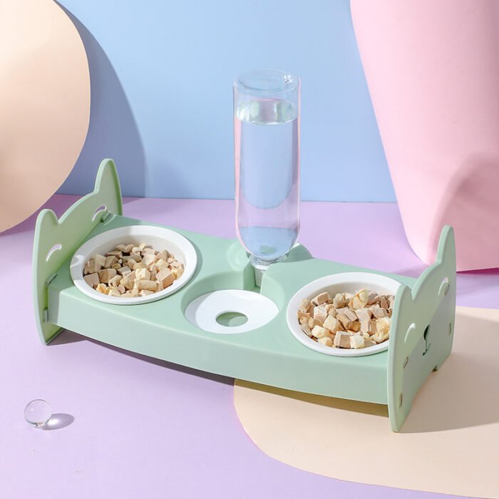 宠物双碗耐用吃喝一体防黑下巴倾斜防颈易清洁容量大宠物猫碗用品