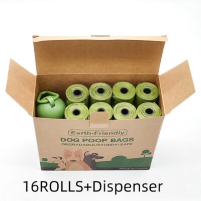 可降解印花厚度1.5丝15个/卷，16卷+1个胶囊型分配器套装（JHCG）