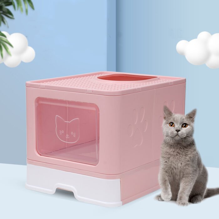 折叠猫砂盆：粉色（HBFD）
