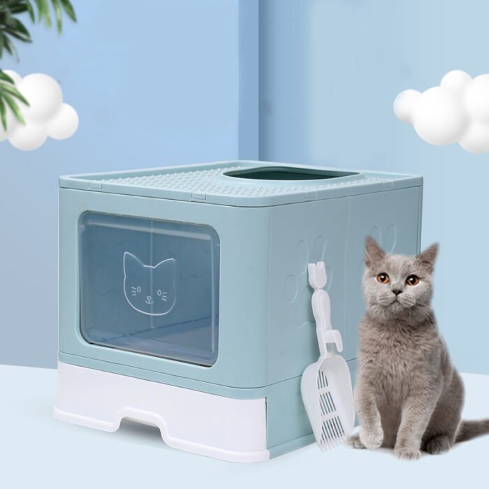 折叠猫砂盆：蓝色（HBFD）