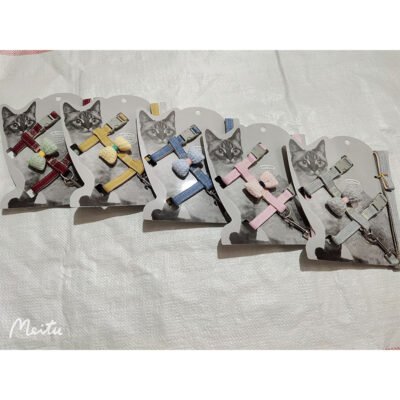 缝布素色充棉蝴蝶结猫链（YX）