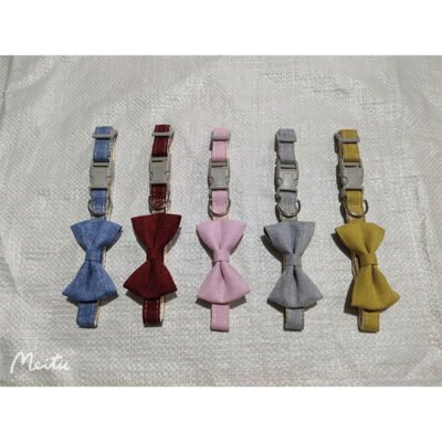 缝布素色蝴蝶结项圈（YX）