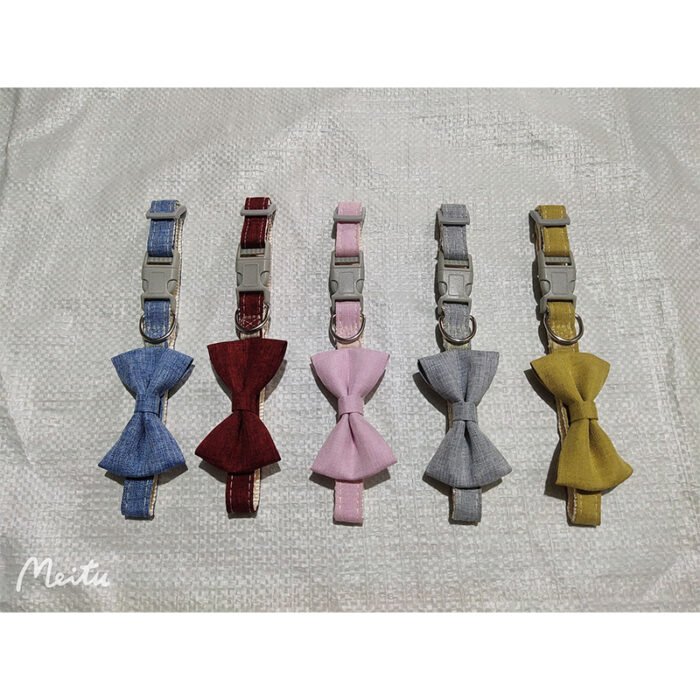 缝布素色蝴蝶结项圈（YX）